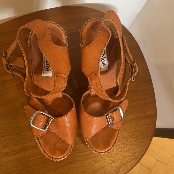 Chloe platform wedge sandal in pinkish browne - Picture 3 of 5